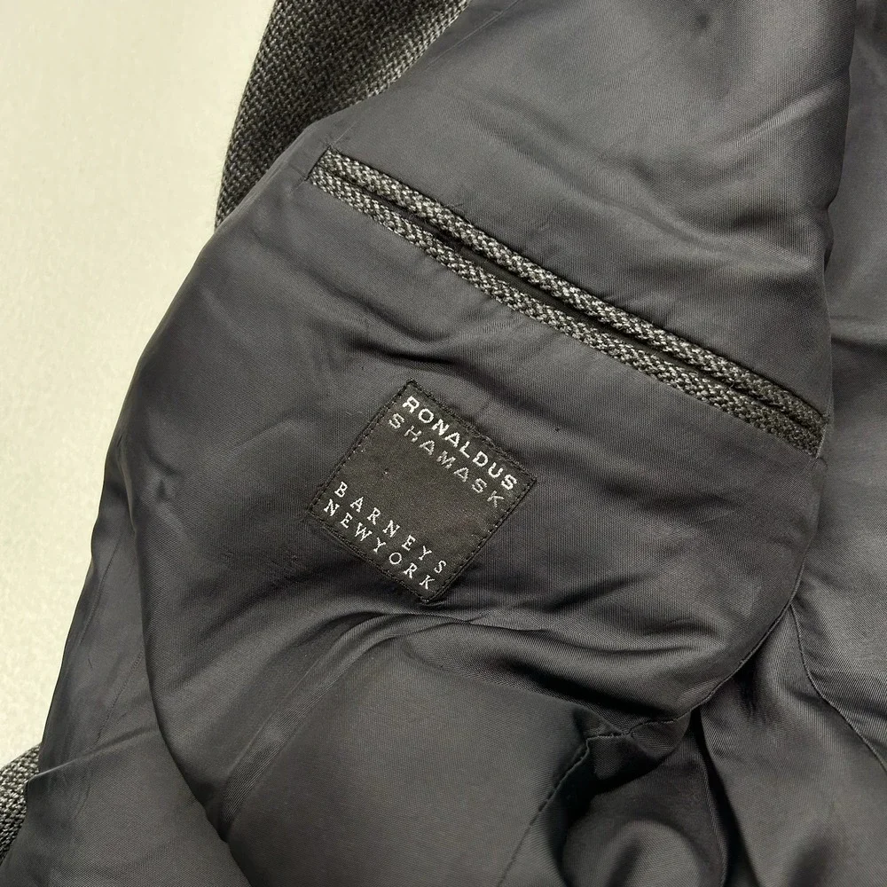 Ronaldus Shamask for Barneys New York Gray Wool Tweed‎ Blazer Jacket 44R